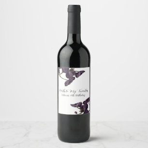 Black Floral Death to Youth Wine Label