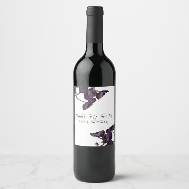 Black Floral Death to Youth Wine Label (Front)