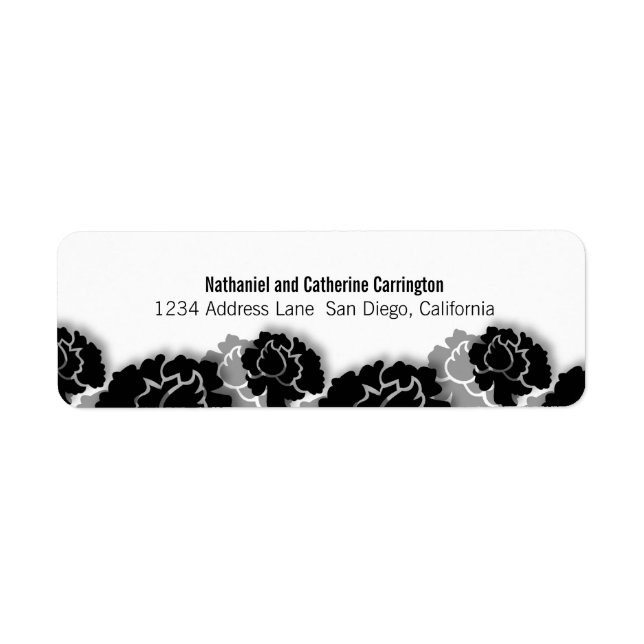 Black Floral Decadence Return Address Labels (Front)