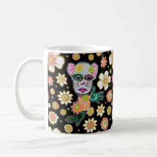 Black Floral Drollery Floral by Natalie Schorr Coffee Mug