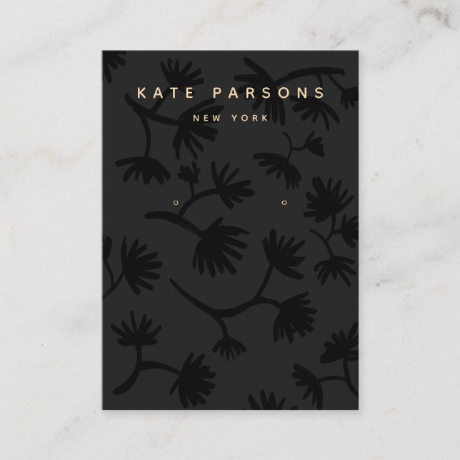 Black Floral Earring Jewellery Display Business Card (Front)