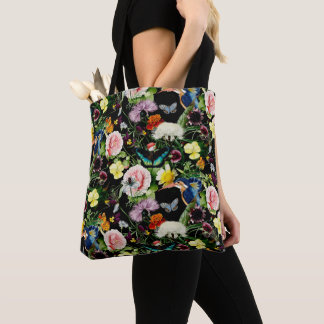 Black Floral EDEN Pattern Tote Bag