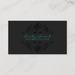 Black Floral Frame Back Texture Background Business Card