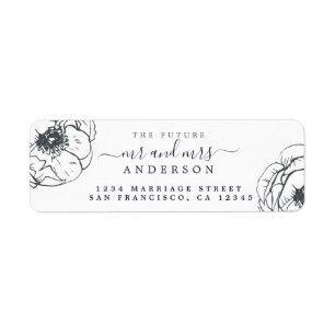 Black Floral Future Mr Mrs Wedding Return Address