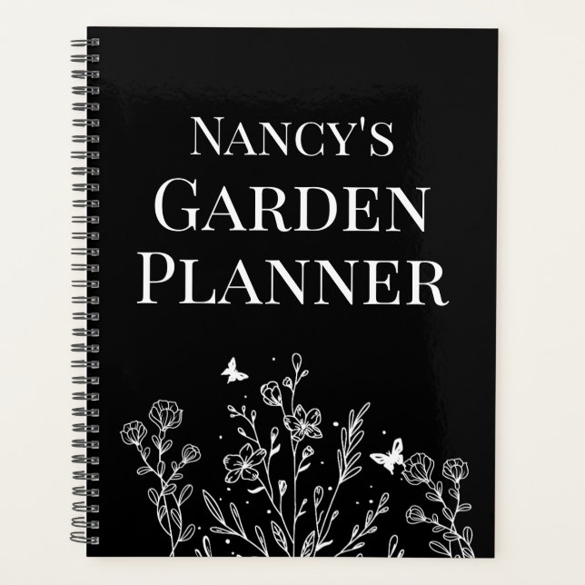Black Floral Gardener Calendar Planner (Front)