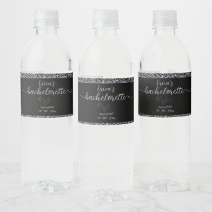 Black Floral Gothic Bachelorette Party Water Bottle Label