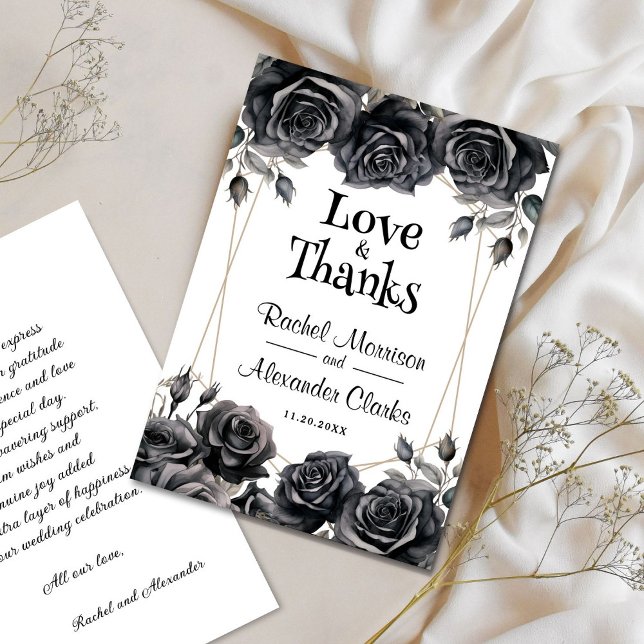 Black Floral Gothic Wedding Thank You Cards (Creator Uploaded)