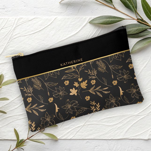 Black Floral Grace Maid of honor Accessory Pouch (Creator Uploaded)