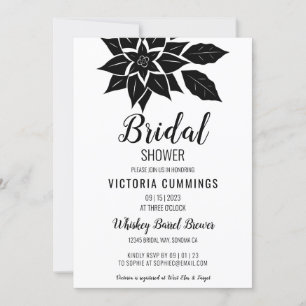 Black Floral Hibiscus Invitation