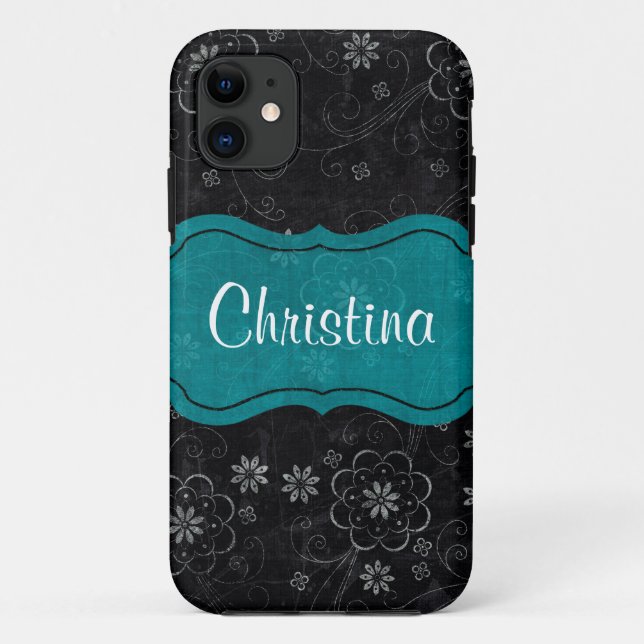 Black Floral iPhone 5 Mate Barely There™ Case (Back)