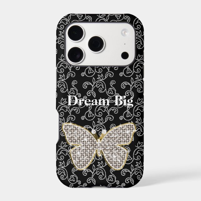 Black Floral Jewel Butterfly (not actual jewel) (Back)