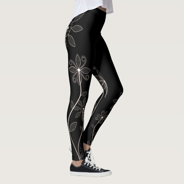 Black Floral Leggings (Right)
