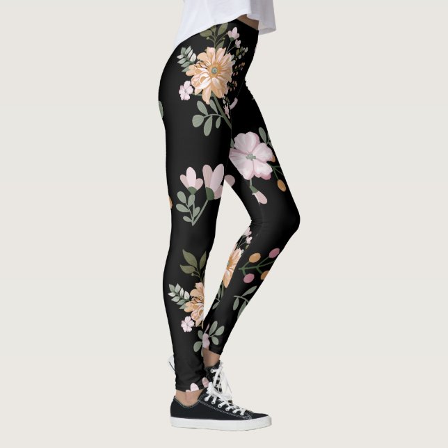 Black Floral Leggings (Right)