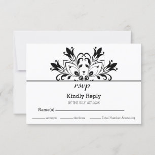 Black Floral Mandala RSVP Card