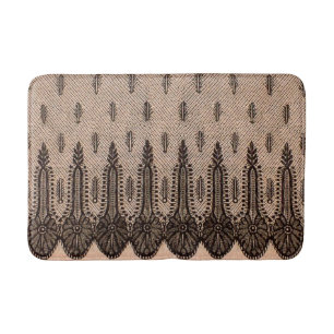 black floral mesh print bath mat