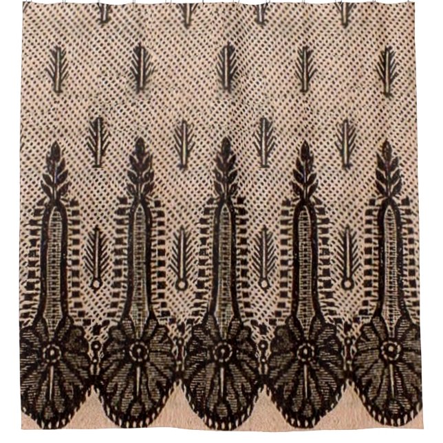 black floral mesh print shower curtain (Front)