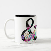 Black Floral Modern Ampersand Chic Rustic Country