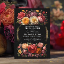 Black Floral Moody Botanical Vintage Wedding
