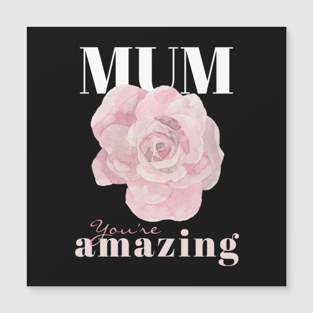 Black Floral Mother's Day Greeting Magnet (Front)