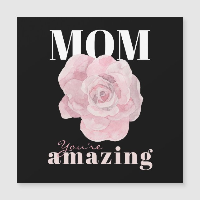 Black Floral Mother's Day Greeting Magnet (Front)