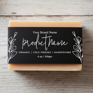 Black Floral Organic Artisan Soap Label  Invitation Belly Band