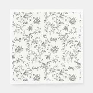 Black Floral Paper Napkin