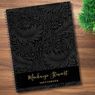 Black Floral Pattern Sketchbook Notebook