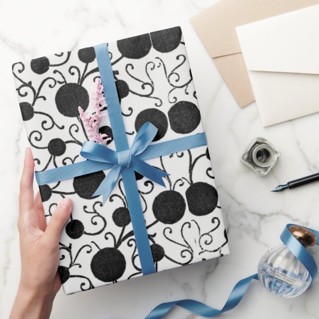 Black floral pattern  Wrapping Paper (Gifting)