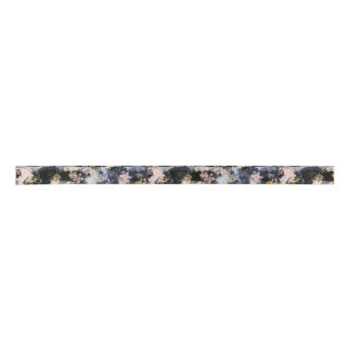Black Floral Print Ribbon Satin Ribbon