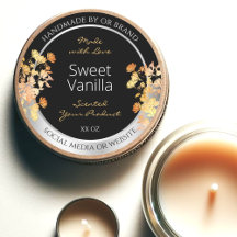 Black Floral Product Packaging Label Orange Silver