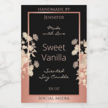 Black Floral Product Packaging Labels Rose Gold