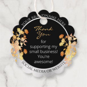 Black Floral Product Supplies Orange Silver Colour Favour Tags