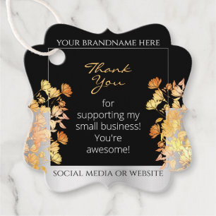 Black Floral Product Supplies Orange Silver Colour Favour Tags