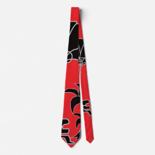 Black Floral Red Tie