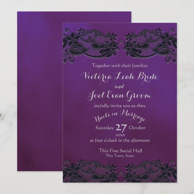 Black Floral Regency Invitation (Front/Back)