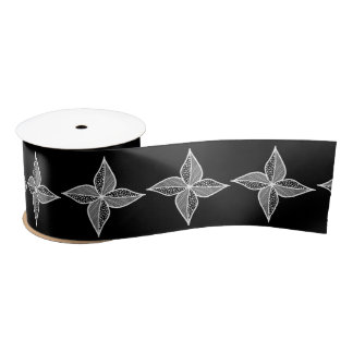 Black Floral Ribbon, Large Satin Ribbon