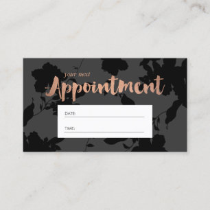 Black Floral Rose Gold Text Salon Appointment