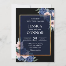 Black Floral rustic Gold elegant modern wedding