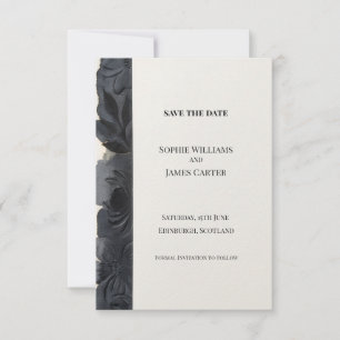 Black Floral Save The Date Card