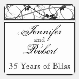 Black Floral Scroll Border Envelope Seal