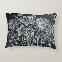 Black Floral sketch pillow