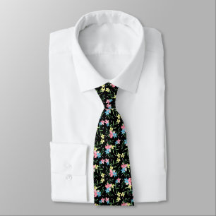 Black Floral Tie