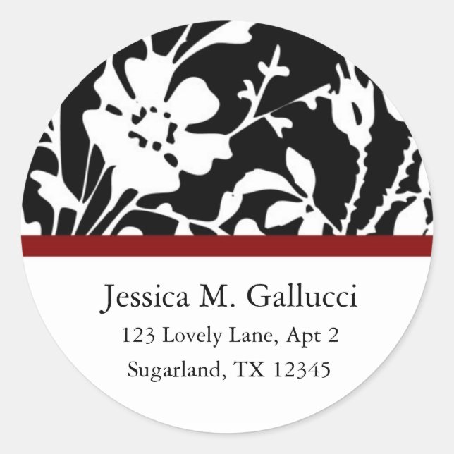 Black Floral Top Address Labels (Front)