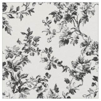 Black Floral Vine Toile Pattern Fabric