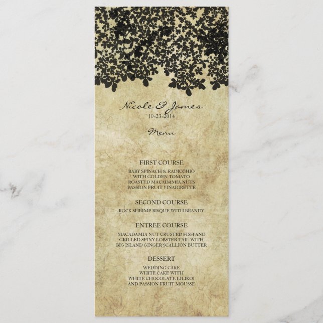 Black Floral Vintage Menu (Front)