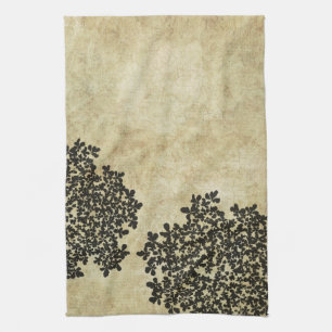 Black Floral Vintage Tea Towel