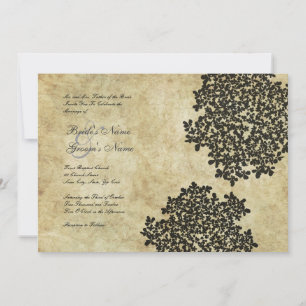 Black Floral Vintage Wedding Invitations