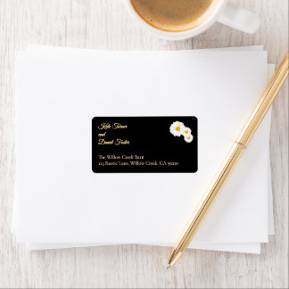 Black Floral Wedding Address Label