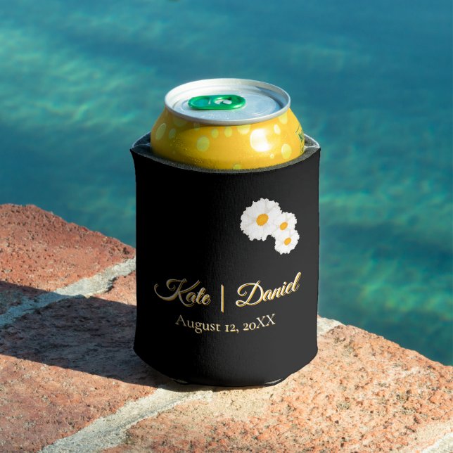 Black Floral Wedding Can Cooler (In Situ Pool)