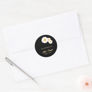 Black Floral Wedding Classic Round Sticker